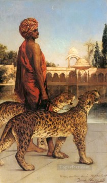  Constant Lienzo - Guardia de palacio con dos leopardos Jean Joseph Benjamin Constant Orientalista